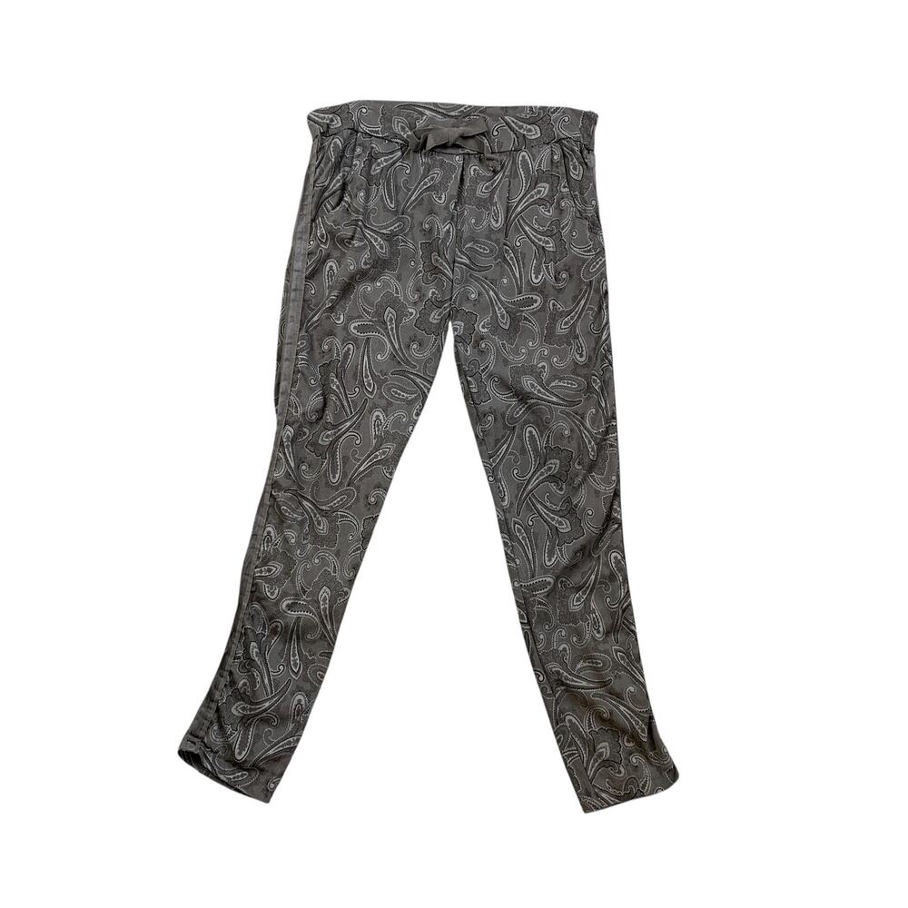 Sky And Sand Pants Womens M Medium Gray Bandana Paisley Split Hem Drawstring